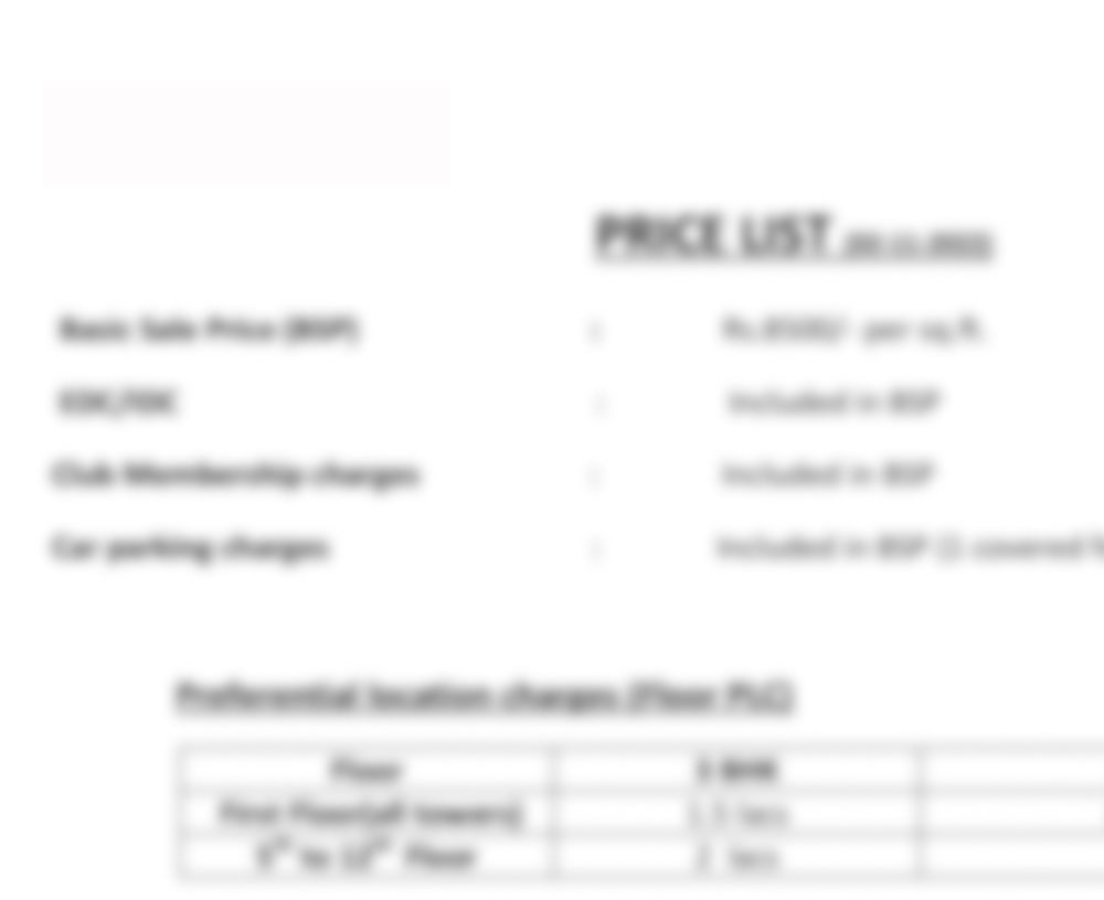 Godrej Greenvale Estate Price List